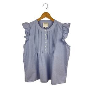 Sail to Sable Ruffle Sleeve Chambray Top